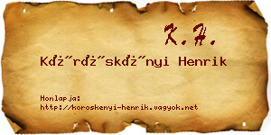Köröskényi Henrik névjegykártya