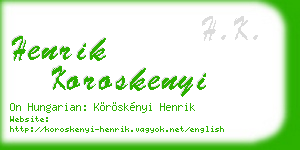 henrik koroskenyi business card