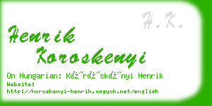 henrik koroskenyi business card